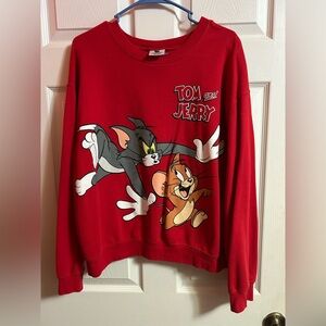 Tom and Jerry Graphic Red Sweatshirt for women